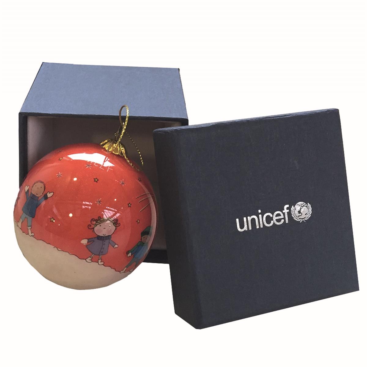 UNICEF 18 WEIHNACHTSBAUMKUGEL ROT U7078 EUR 12