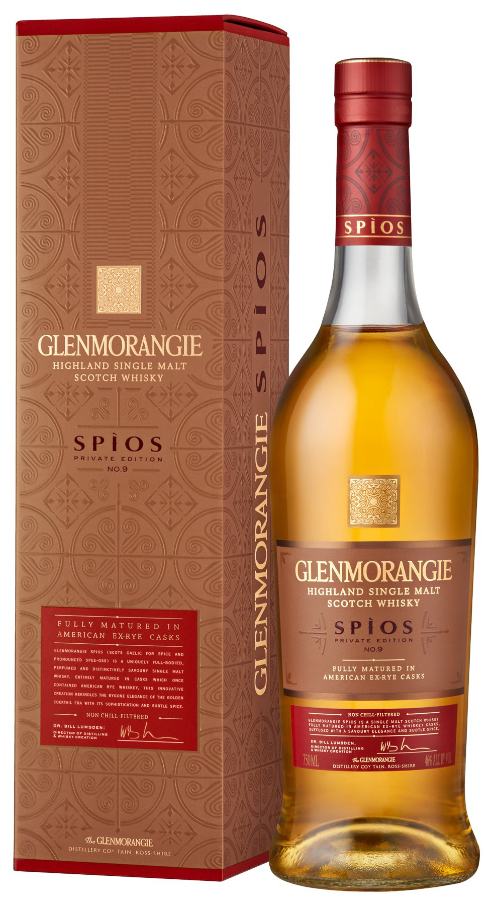 Glenmorangie Private Edition 9 Spios_Bottle and Pack on transparent background