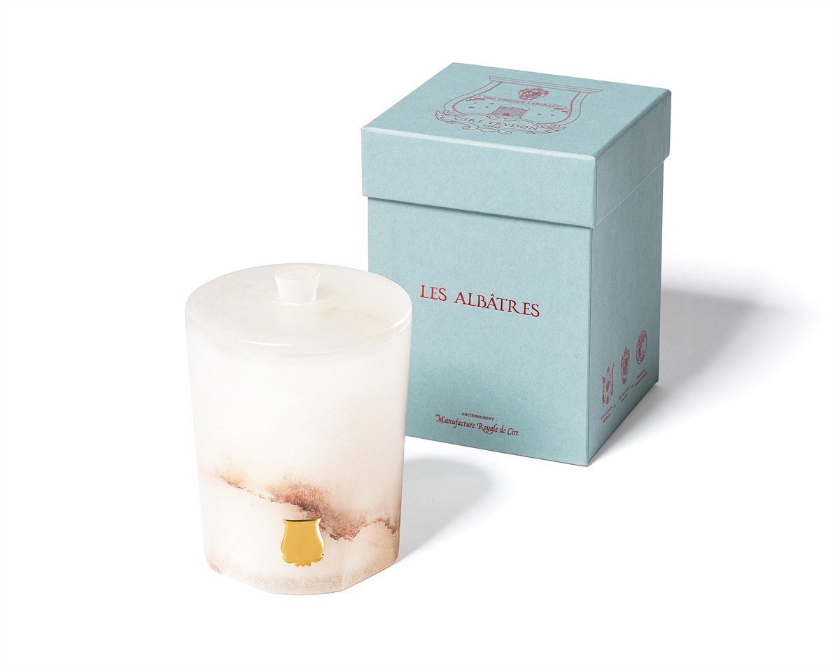 TRUDON - Les Albâtres - Classic candle with topper + BOX - white background