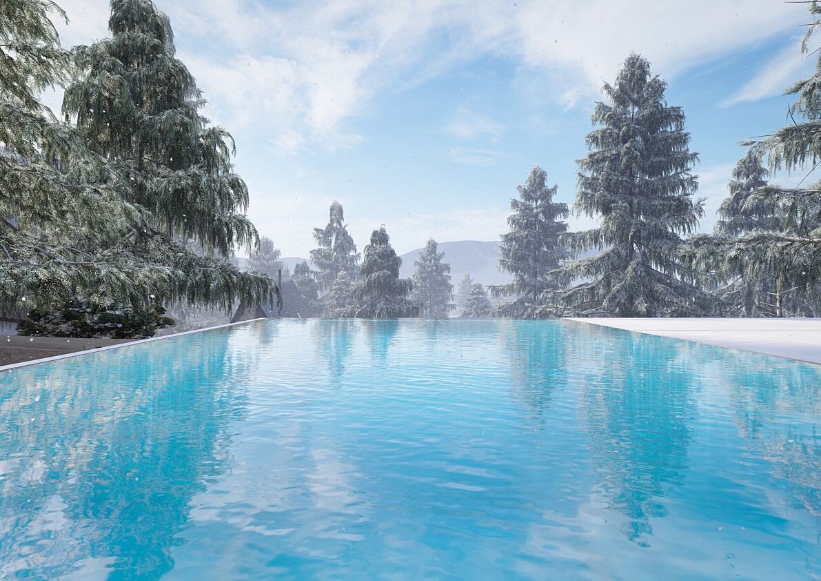 Triforêt Winteransicht Pool
